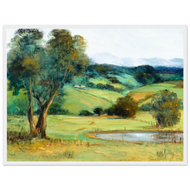 Kiora Hills Landscape Framed Poster — Icons Collection | Original Artwork by Margaret Greig