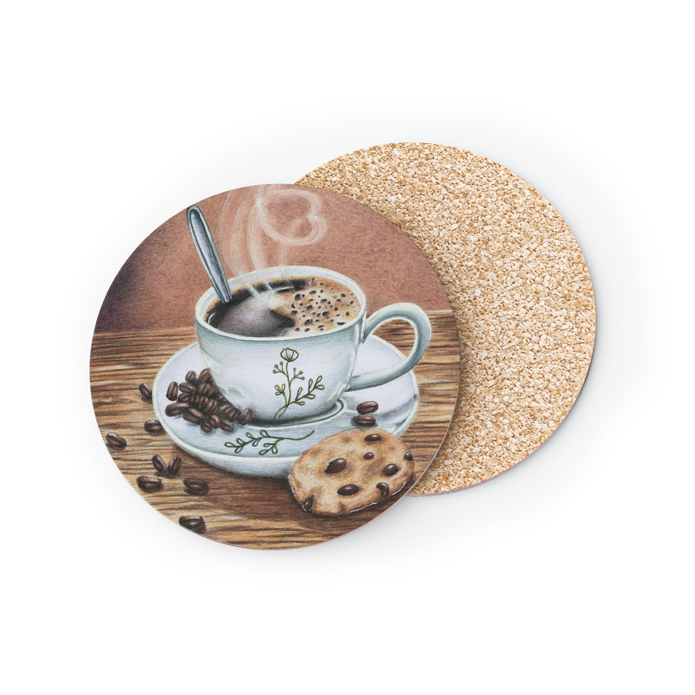 But First, Coffee Cork Coaster Set - Original Artwork by Terezinha Fernandes